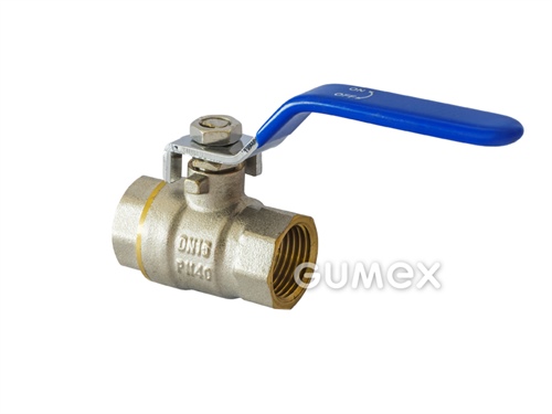 Guľový kohút s páčkou pre vzduch, DN8, vnútorné závity G 1/4", 25bar, tesnenie PTFE, o-krúžok viton, páčka oceľ s plastovým návlekom, -20°C/+120°C, mosadz